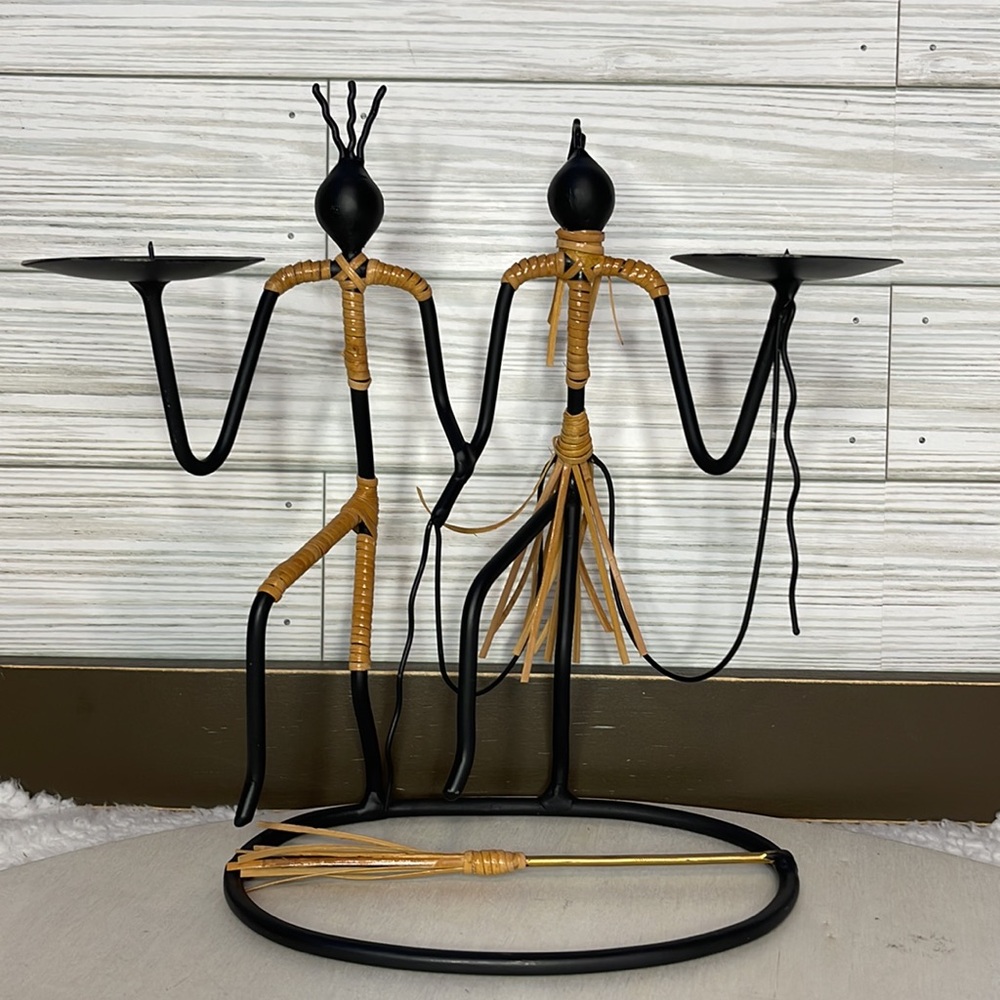 KOKOPELLI Wrought Iron Dual Candleholder